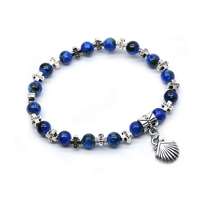 Sea wind sapphire blue shell cross Jesus letter bracelet