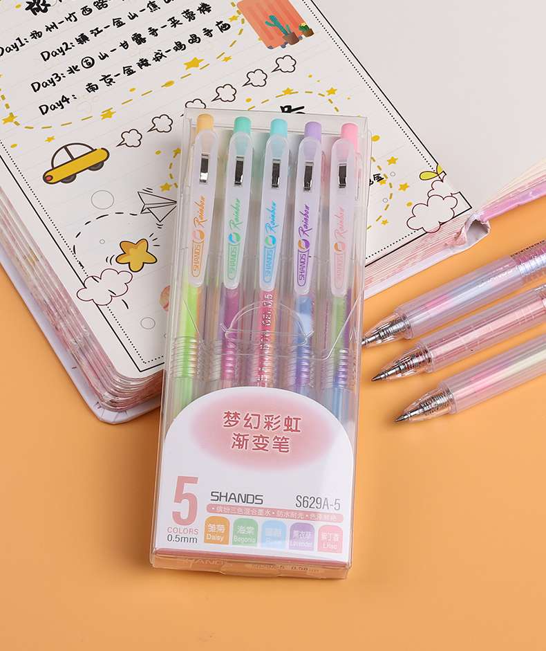 S629 Dream Rainbow Gradient Pen, Student Hand Ledger Neutral Pen Specification drawing