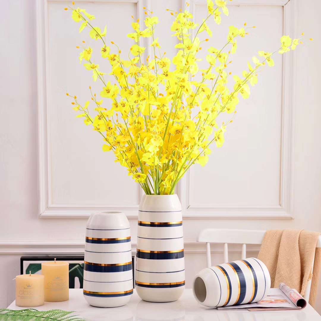 852简约现代蓝描金色陶瓷花瓶花器三件套软装家居工艺品摆件花店资材详情图6