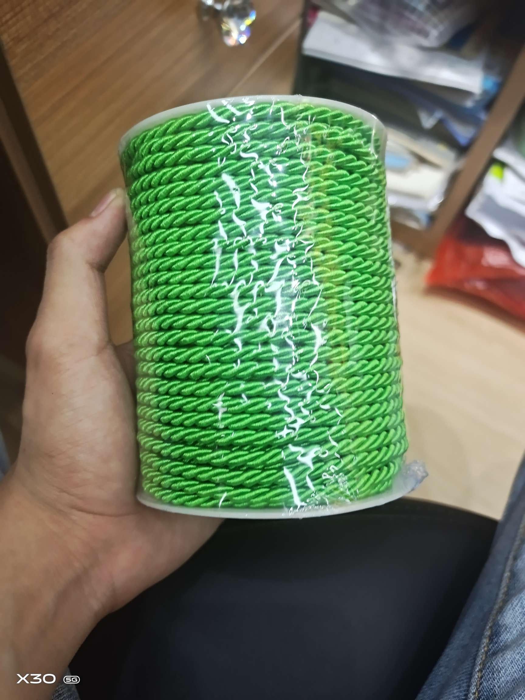 3mm green polyester three-strand rope for clothing accessories and decorative ropes