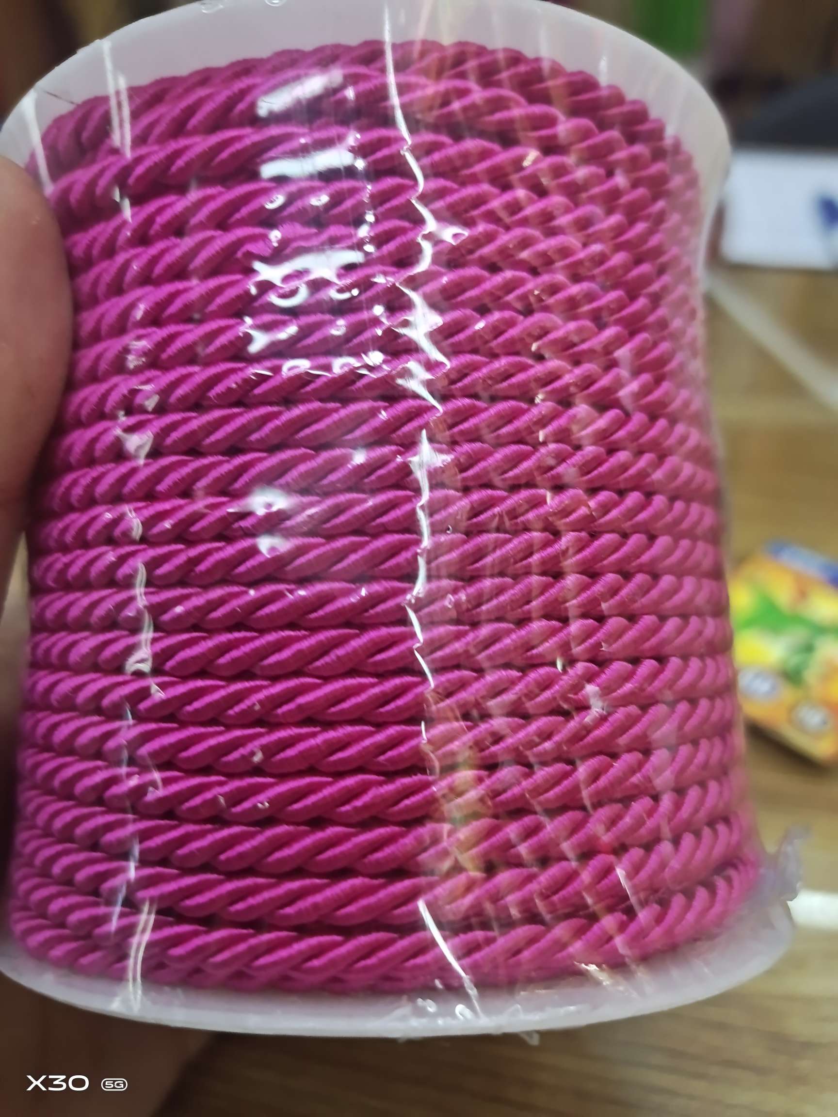 3mm rose red polyester three-strand rope, garment accessory rope and decorative rope details Picture