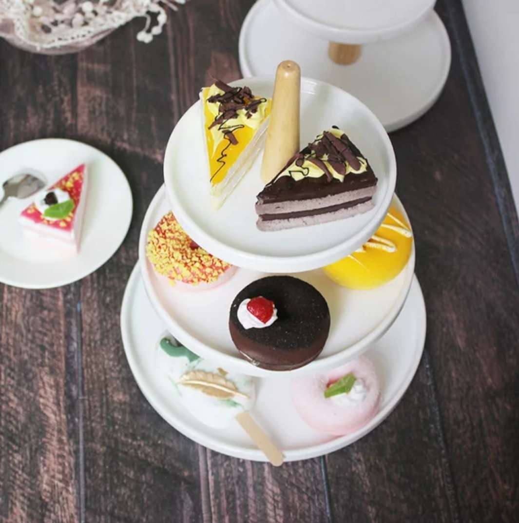 陶瓷三层盘 下午茶点心架子 水果托盘多层甜品台蛋糕展示试吃面包