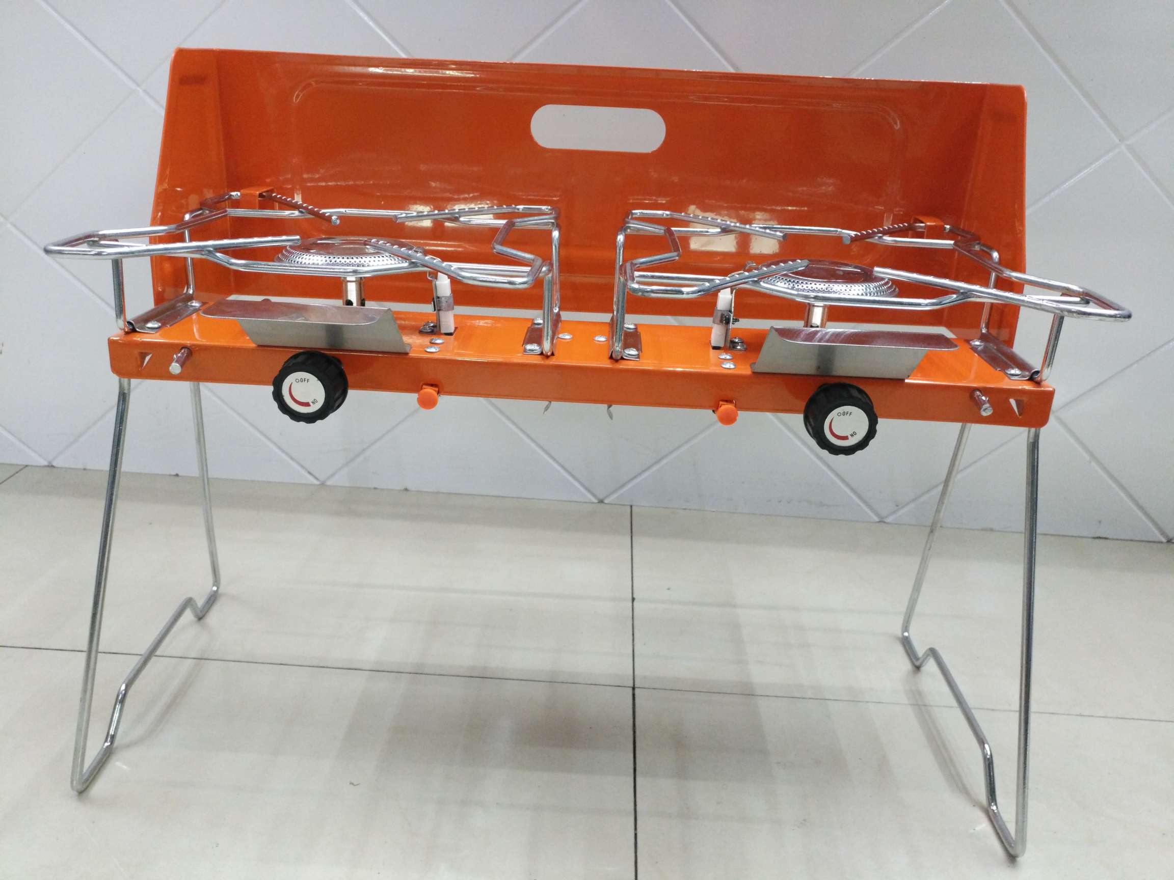 户外便携燃气折叠烧烤炉野炊高山扁气罐卡式围炉煮茶烤炉橘色户外用品