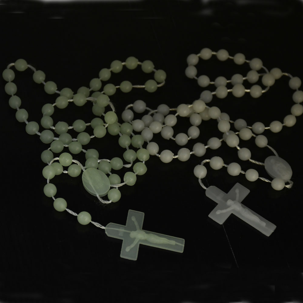 宗教教会活动赠品礼品8mm自发光夜光念珠十字架项链义乌批发详情图3