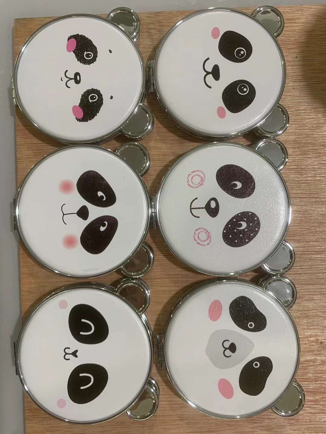 时尚熊猫款式熊猫系列图双面折叠便携印花化妆镜