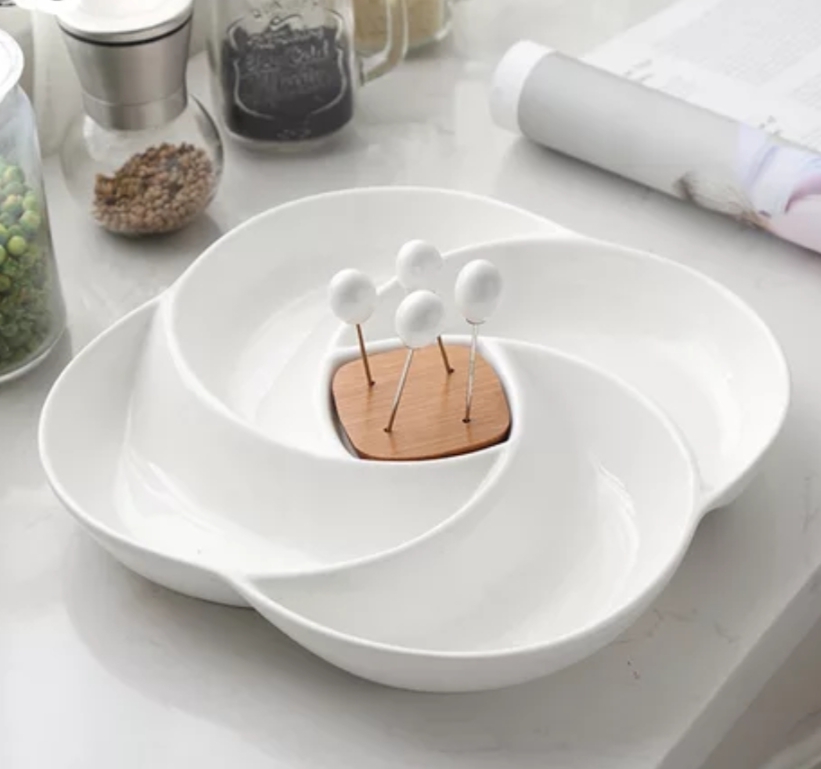 酒店咖啡厅果盘分格干果盘水果盘果盘木KTV中式碟配水果叉详情图6