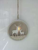 圣诞木质工艺品糜鹿灯吊件白色三款可选