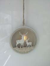 圣诞木质工艺品糜鹿灯吊件白色三款可选