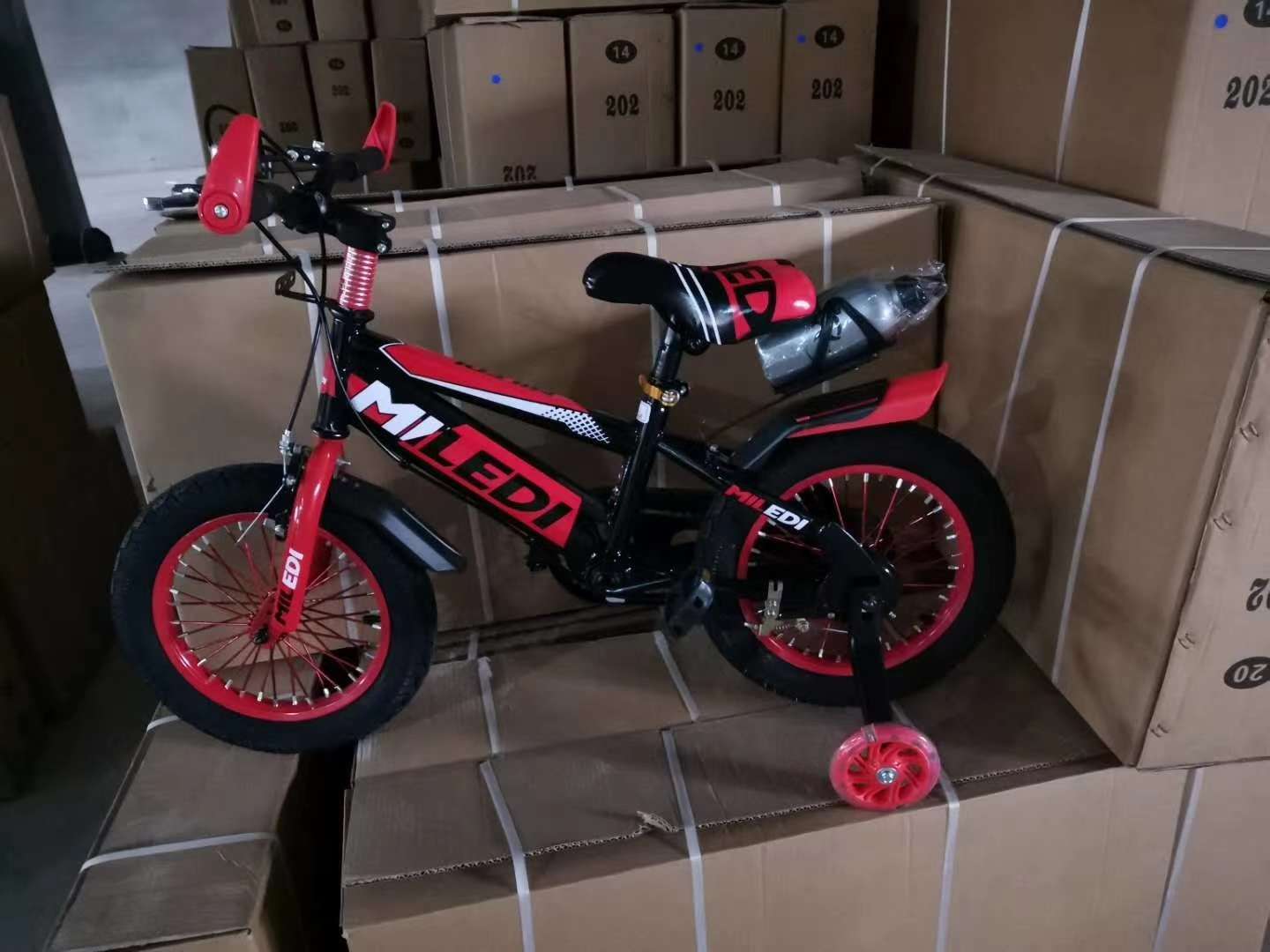 Children, pedaling bicycles