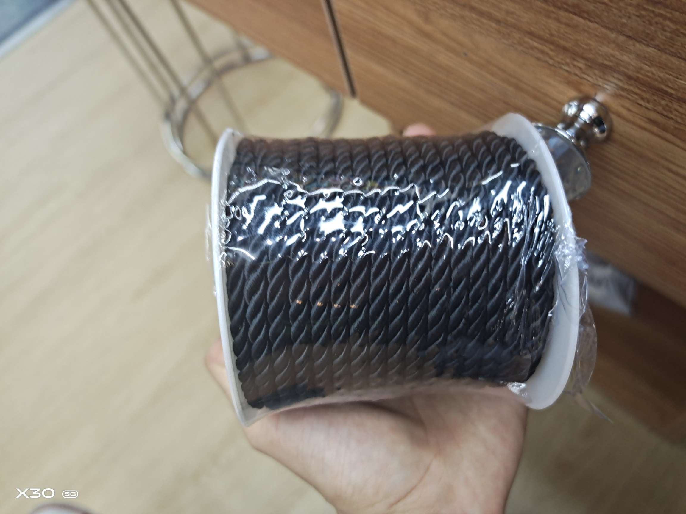 5mm cylindrical black three-strand polyester rope for clothing accessories, 30 meters per cylinder details Picture