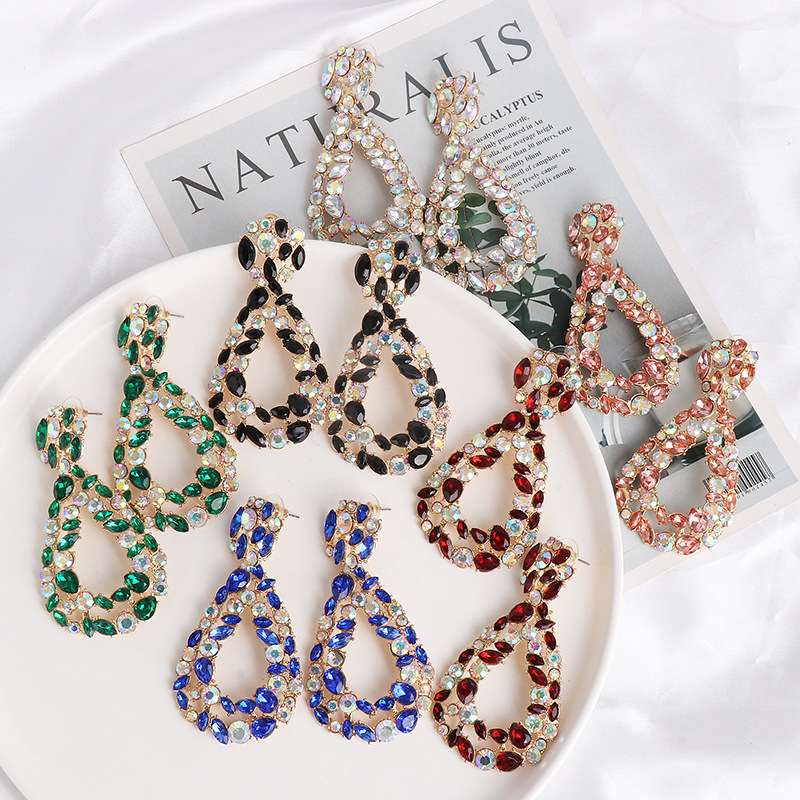 Europe and the United States personality multi-color earrings mixed with rhinestone earrings source fashion earrings cross-border wholesale manufacturers thumbnail