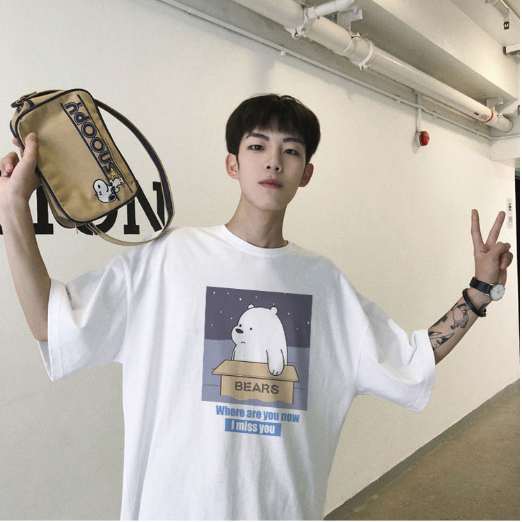 Spring/Summer 2020 pure cotton short-sleeved T-shirt, new Korean style loose Hong Kong style ins Trendy school style round neck T-shirt f