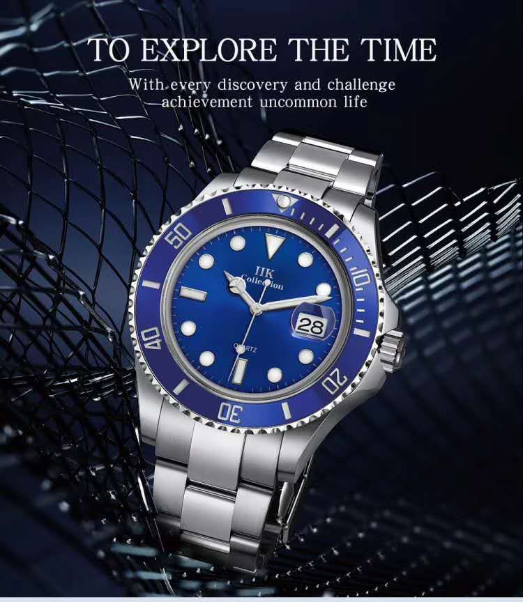 The latest fashion trend of 2020, the same style as the Internet celebrity Swiss top ten famous watches, the genuine brand Green Water Ghost watch, men's trendy steel band luminous waterproof, student sports black water monster Item Picture