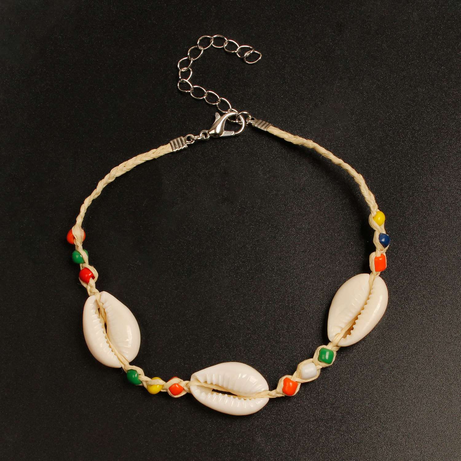 民族风混色米珠沙滩脚链女 波西米亚贝壳脚饰