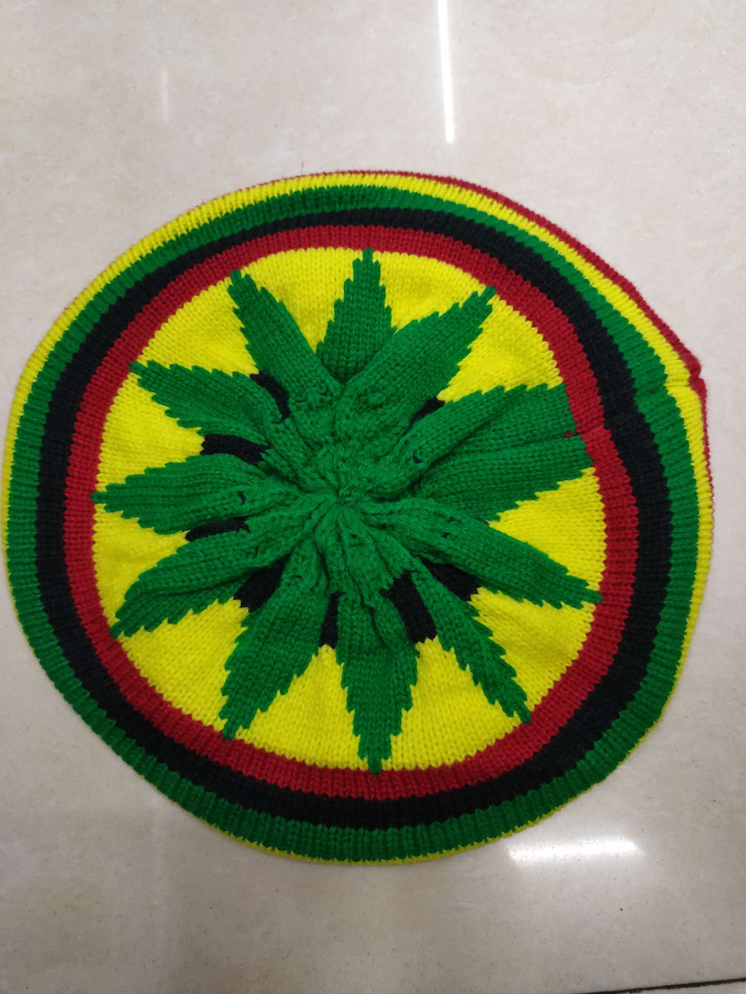 European And American Festival Hats Black Green Yellow Red Black Hat Octagonal Striped Watermelon Hat, Jamaica