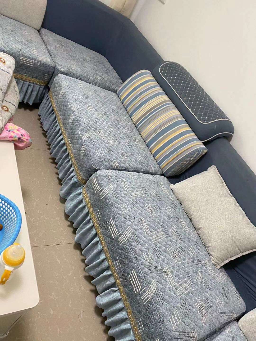 麻将麻布两套沙发垫沙发布艺沙发垫配套雪尼尔意大利绒荷兰绒私人订制全包半包白底实物图