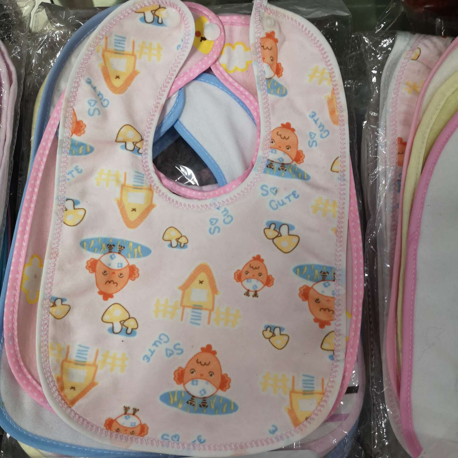 Baby cotton string cartoon chicken spit towel Bao Bao organic colored cotton bib for newborn waterproof anti-vomit milk bib rice bag thumbnail