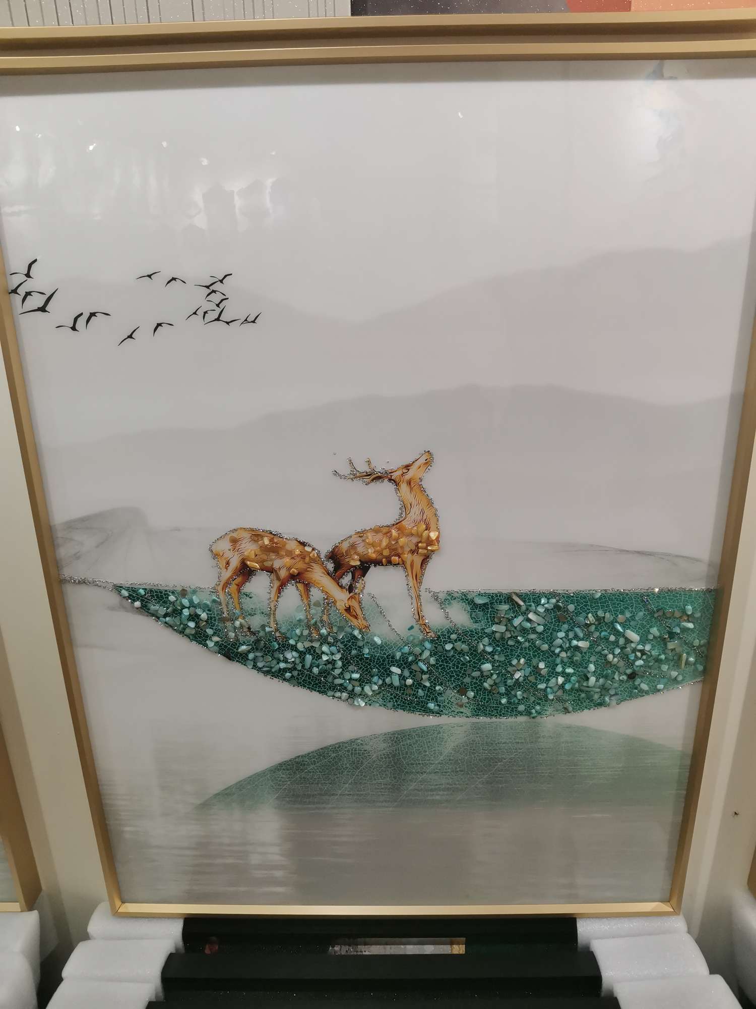 客厅装饰画中式餐厅装饰墙壁画农家乐挂画江南水乡水墨画四联国画