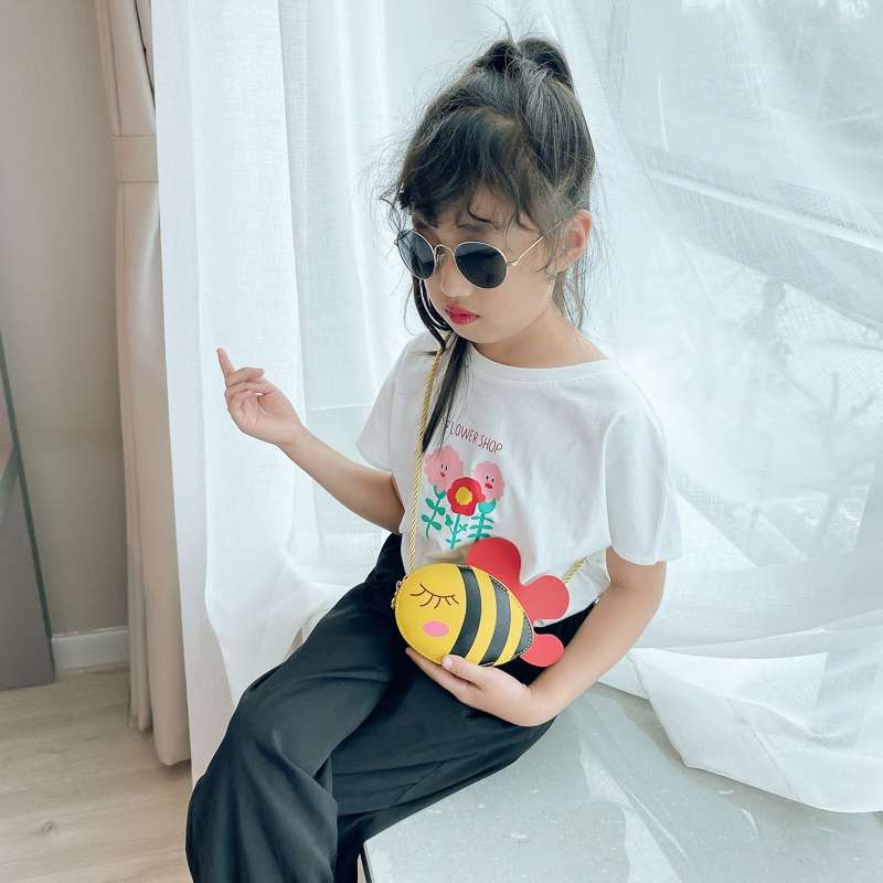 宝宝包包钱包新洋气2020卡通小儿童斜挎包女童单肩配饰零蜜蜂可爱白底实物图