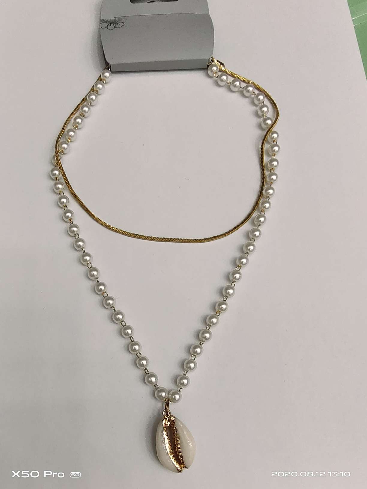 Fashion trend sports leisure all-in-one shell two-layer pearl chain necklace - 23.14 million sources