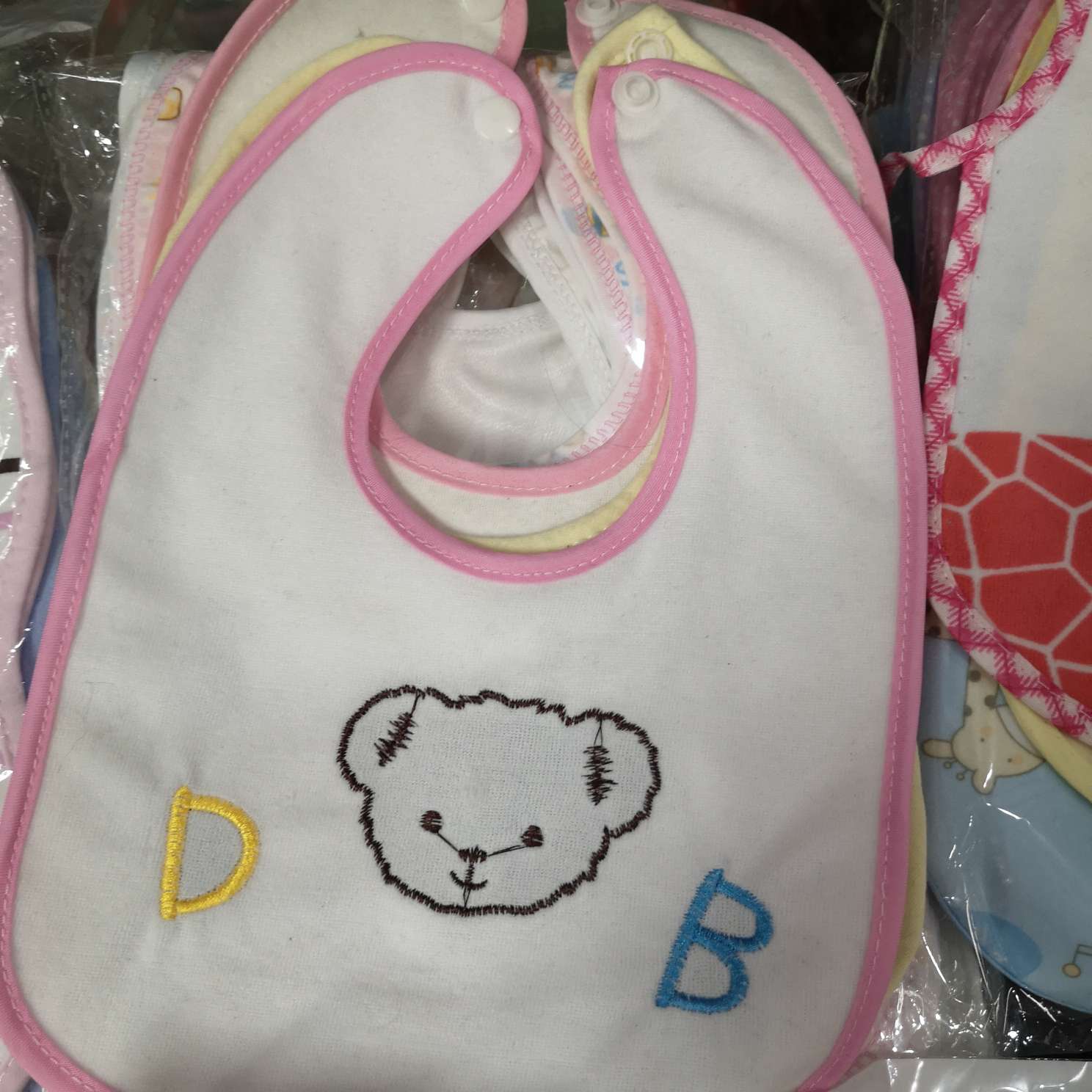 Baby cotton lacing bear drool towel Baby organic colored cotton bib for newborn waterproof anti-vomit milk bib rice bag thumbnail