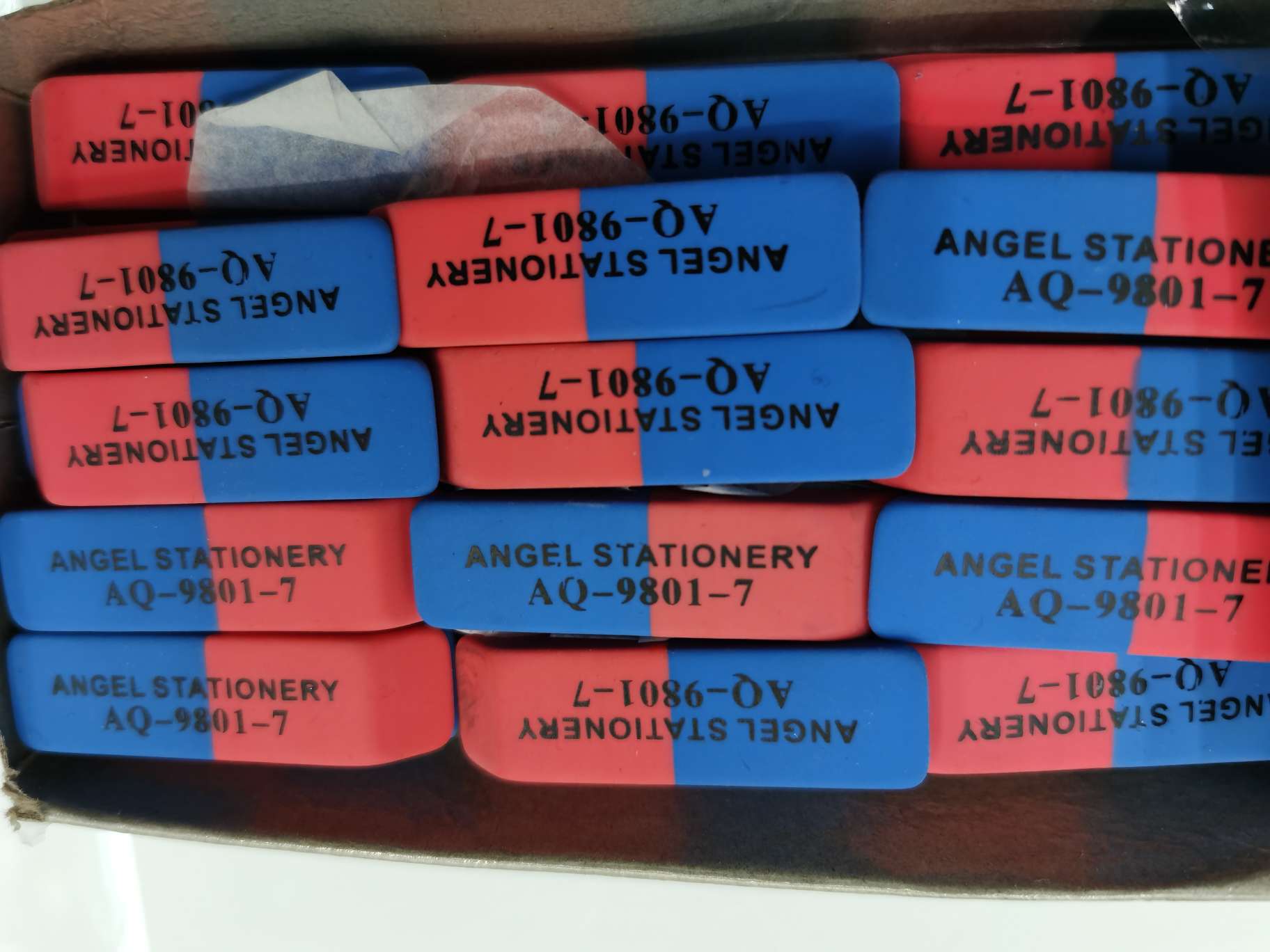 9801-7 Red and blue two-color eraser, eco-friendly eraser Item Picture
