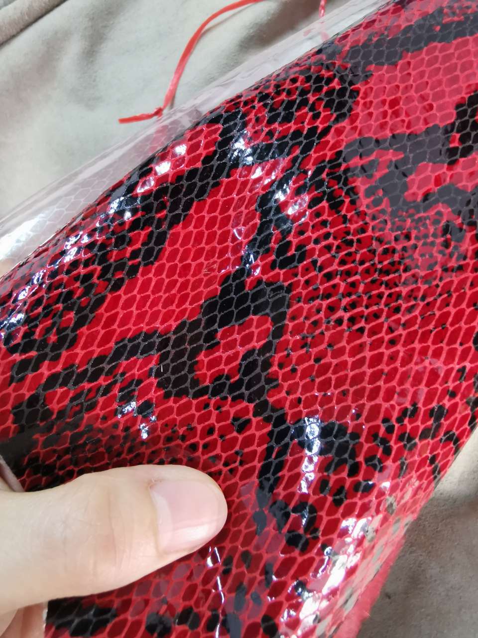Genuine leather, pigskin printed with snake patterns