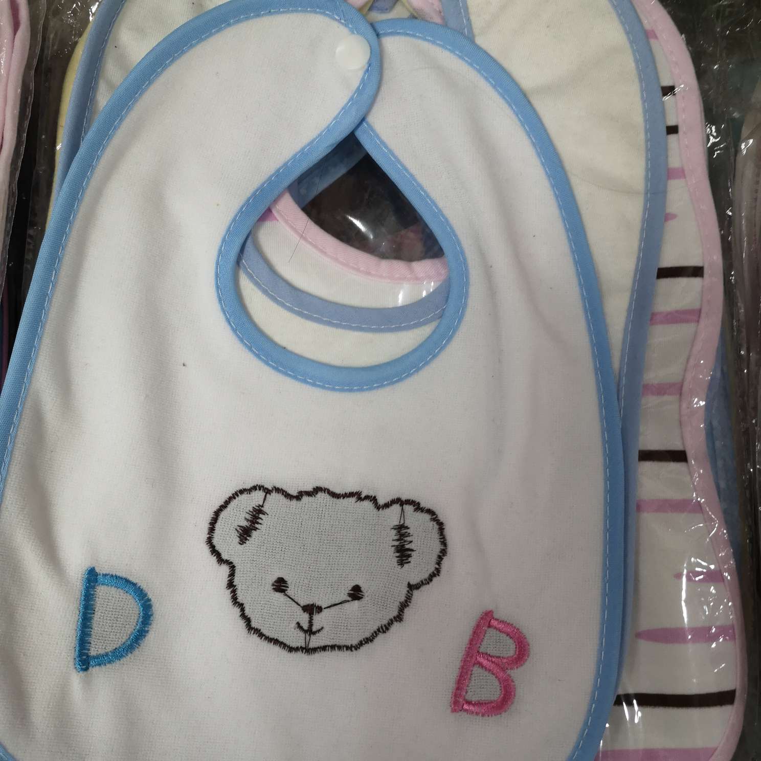 Baby cotton lacing bear drool towel for baby boy Organic colored cotton bib for newborn waterproof anti-vomit milk bib for rice bag thumbnail