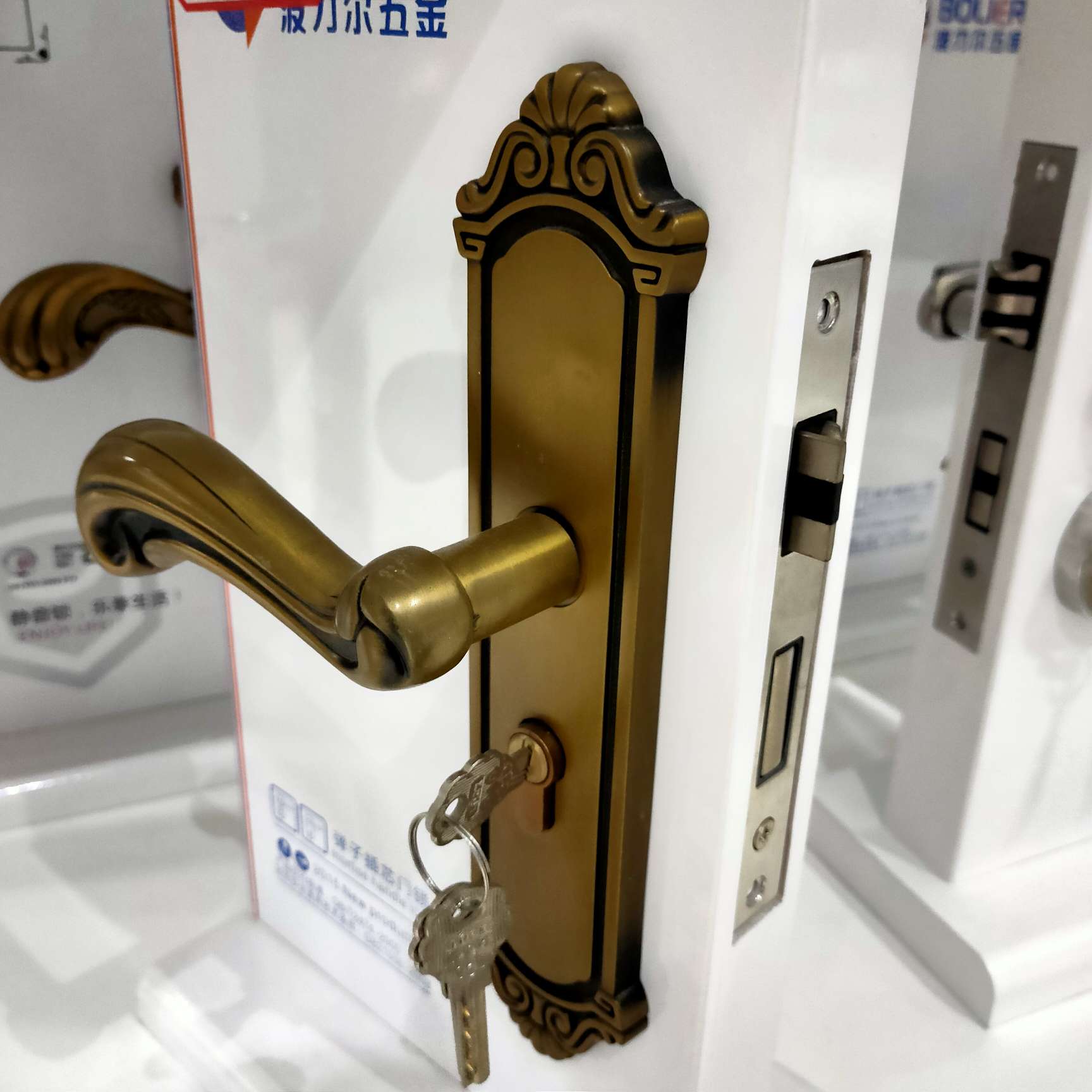 室内卧室门锁静音磁吸房门锁北欧实木木门锁分体金色锁具门锁家用罗马黄古详情图8