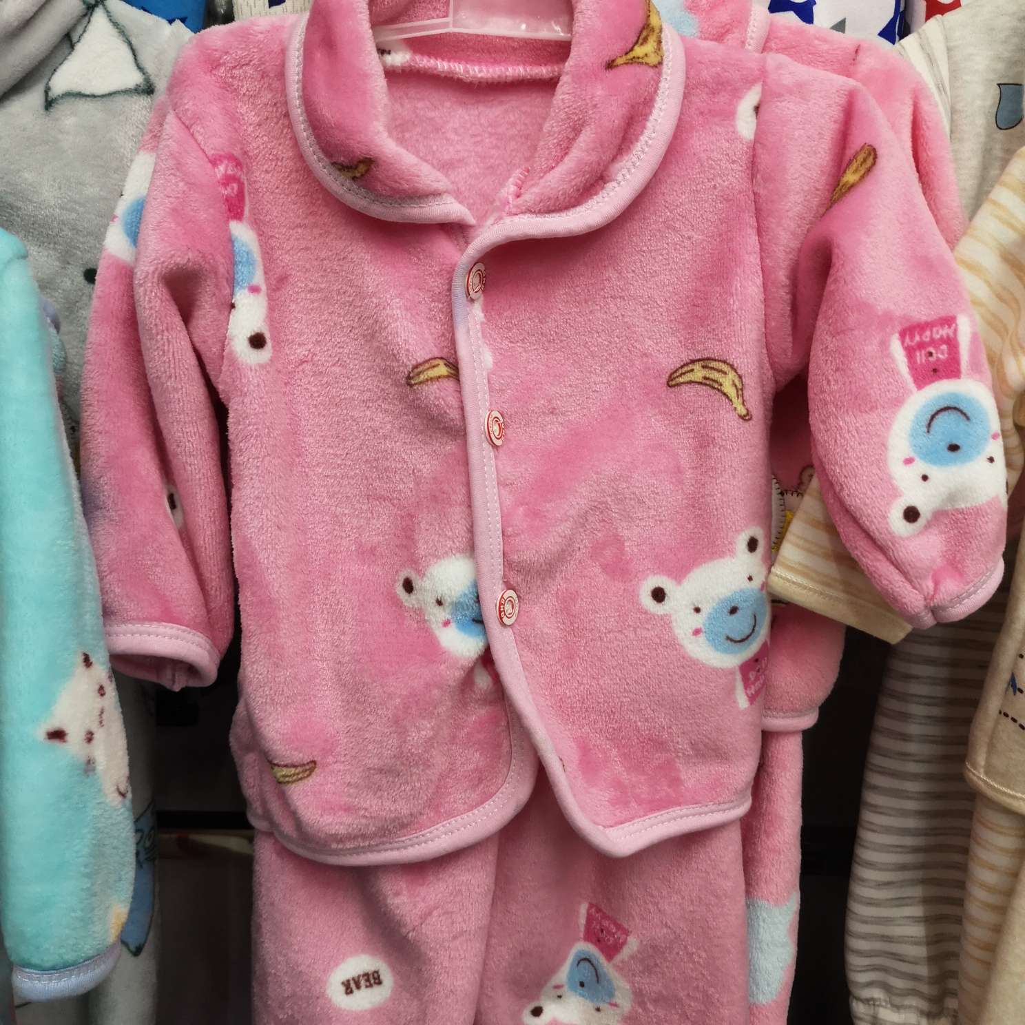 Two-piece warm home set for newborns and infants in spring, autumn and winter, sleeping clothes, baby coral fleece
