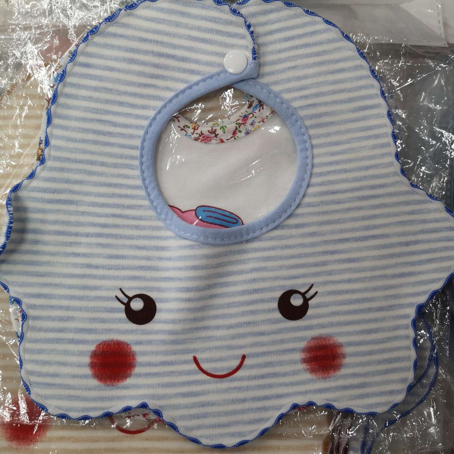 Baby cotton lace with smiling face saliva towel Baby organic colored cotton bib for newborns waterproof anti-vomit milk bib rice bag