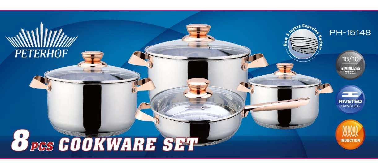 Large plate ear stainless steel gold-plated pot. Large plate ear stainless steel gold-plated pot