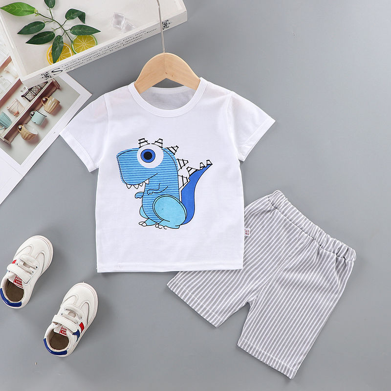 Children's short sleeved suit summer T-shirt shorts baby clothes boys and girls two piece cotton thin thumbnail