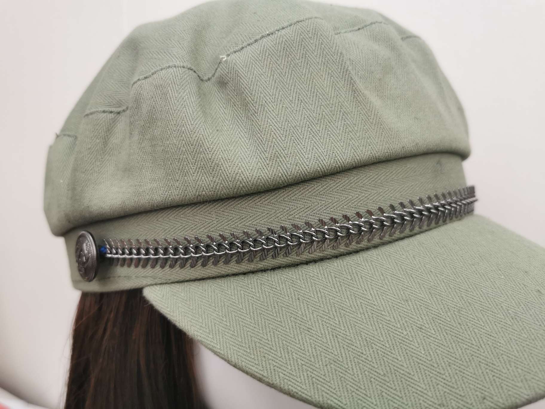 All-matte silk hat wig, popular matcha octagonal hat, brown curly style undefined