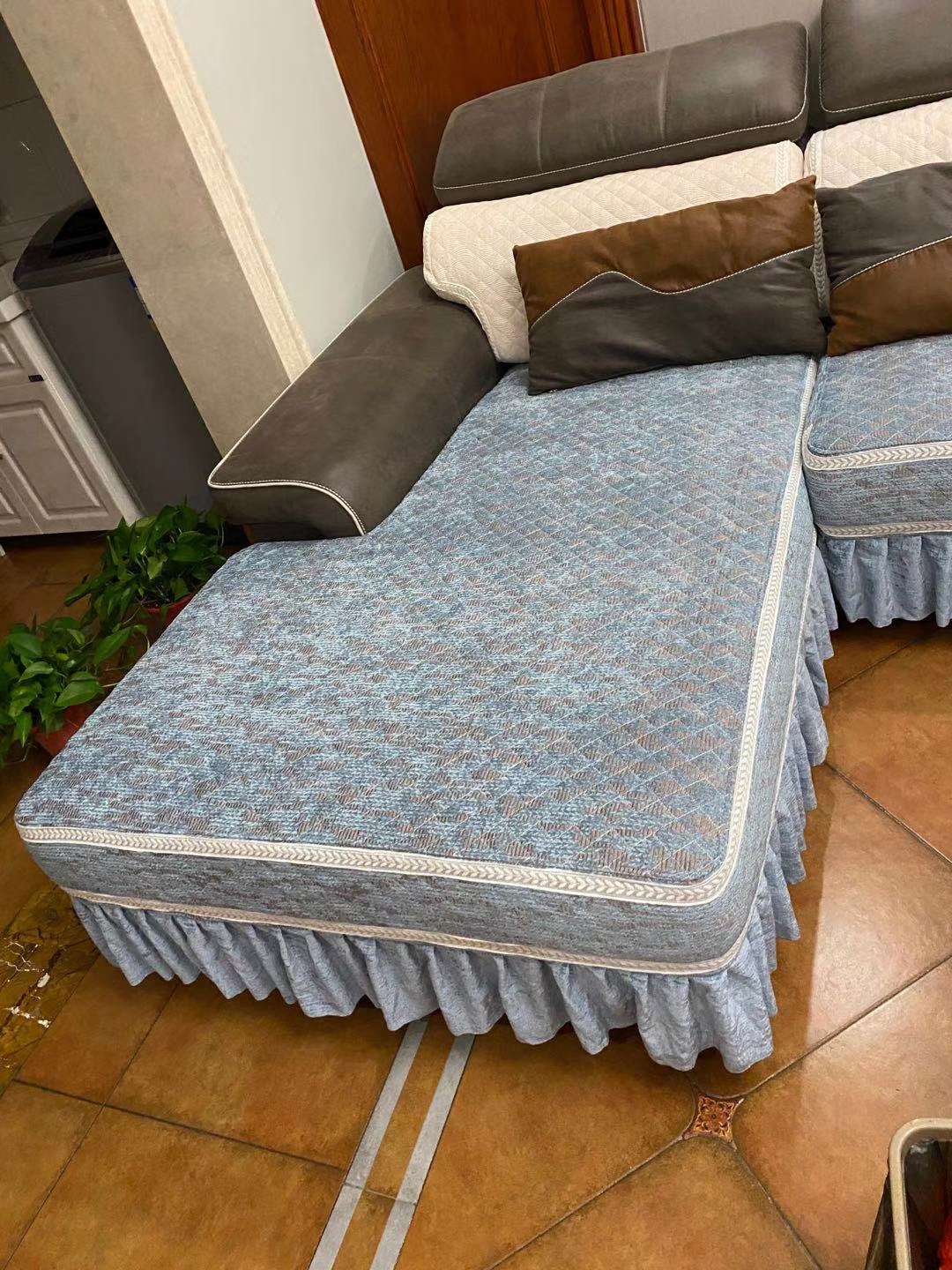 彩虹桥兰色沙发垫沙发布艺沙发垫配套雪尼尔意大利绒荷兰绒私人订制全包半包白底实物图