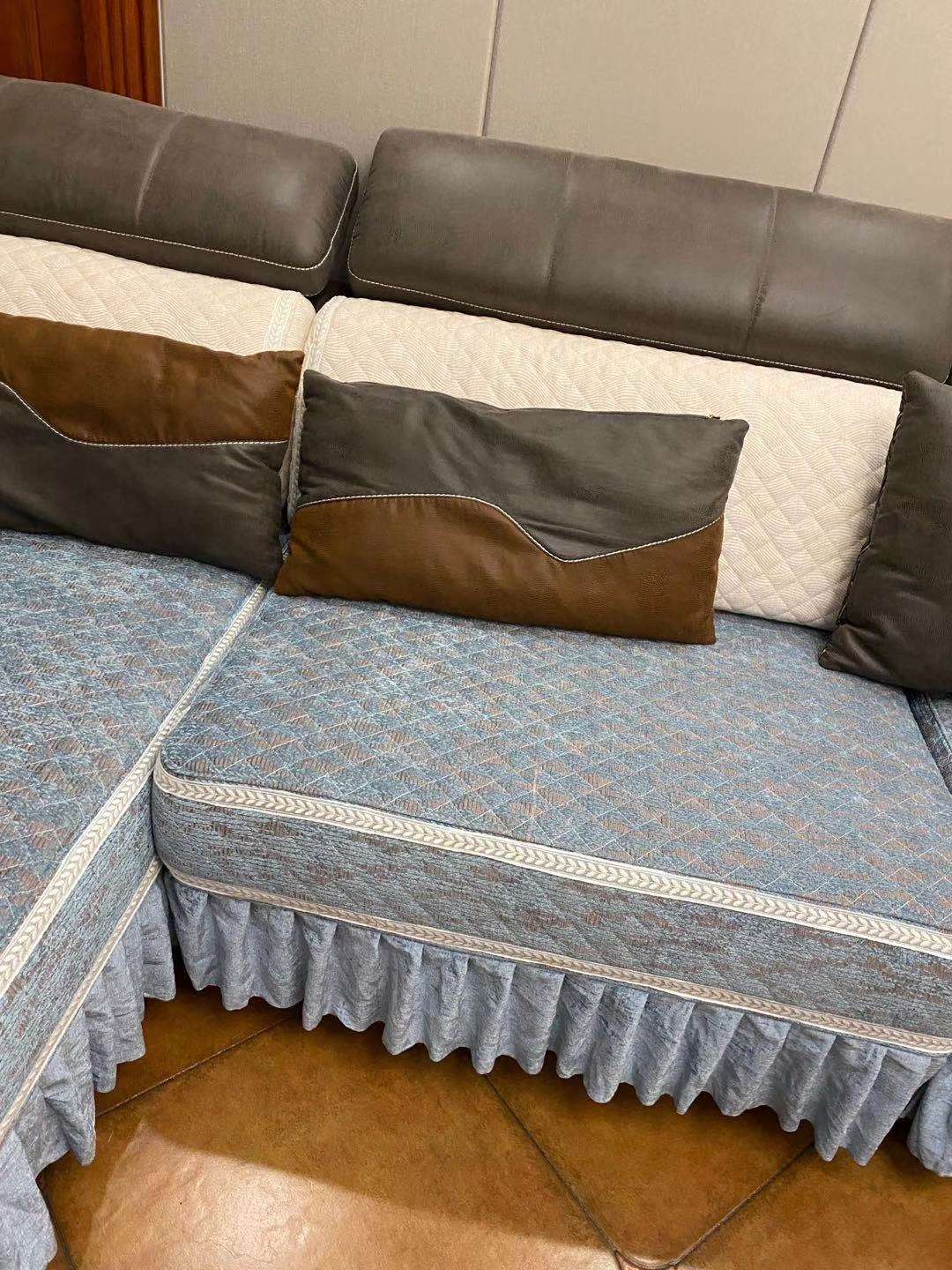 彩虹桥兰色沙发垫沙发布艺沙发垫配套雪尼尔意大利绒荷兰绒私人订制全包半包详情图8