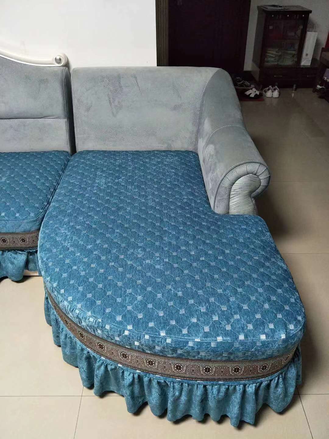 彩虹桥兰色沙发垫沙发布艺沙发垫配套雪尼尔意大利绒荷兰绒私人订制全包半包详情图6