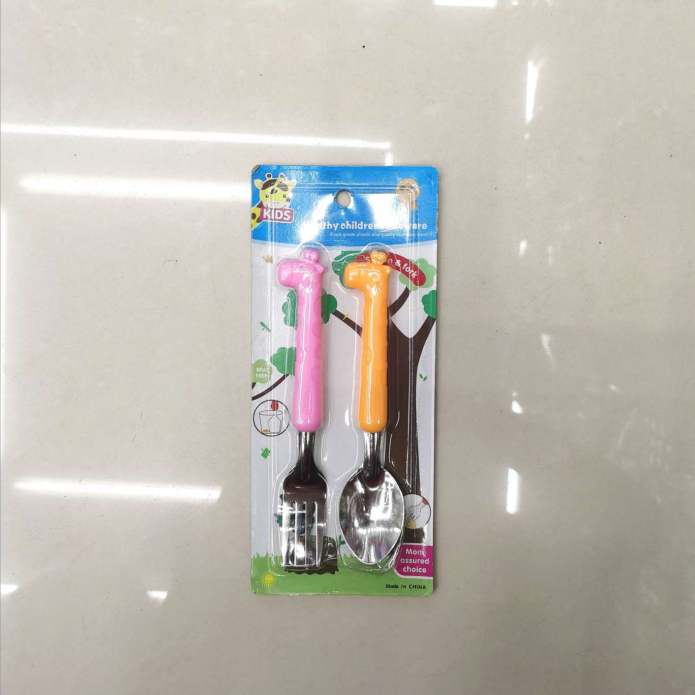 55-1 Little deer fork + spoon hand-tossed cartoon imitation porcelain handle fork + spoon cartoon box