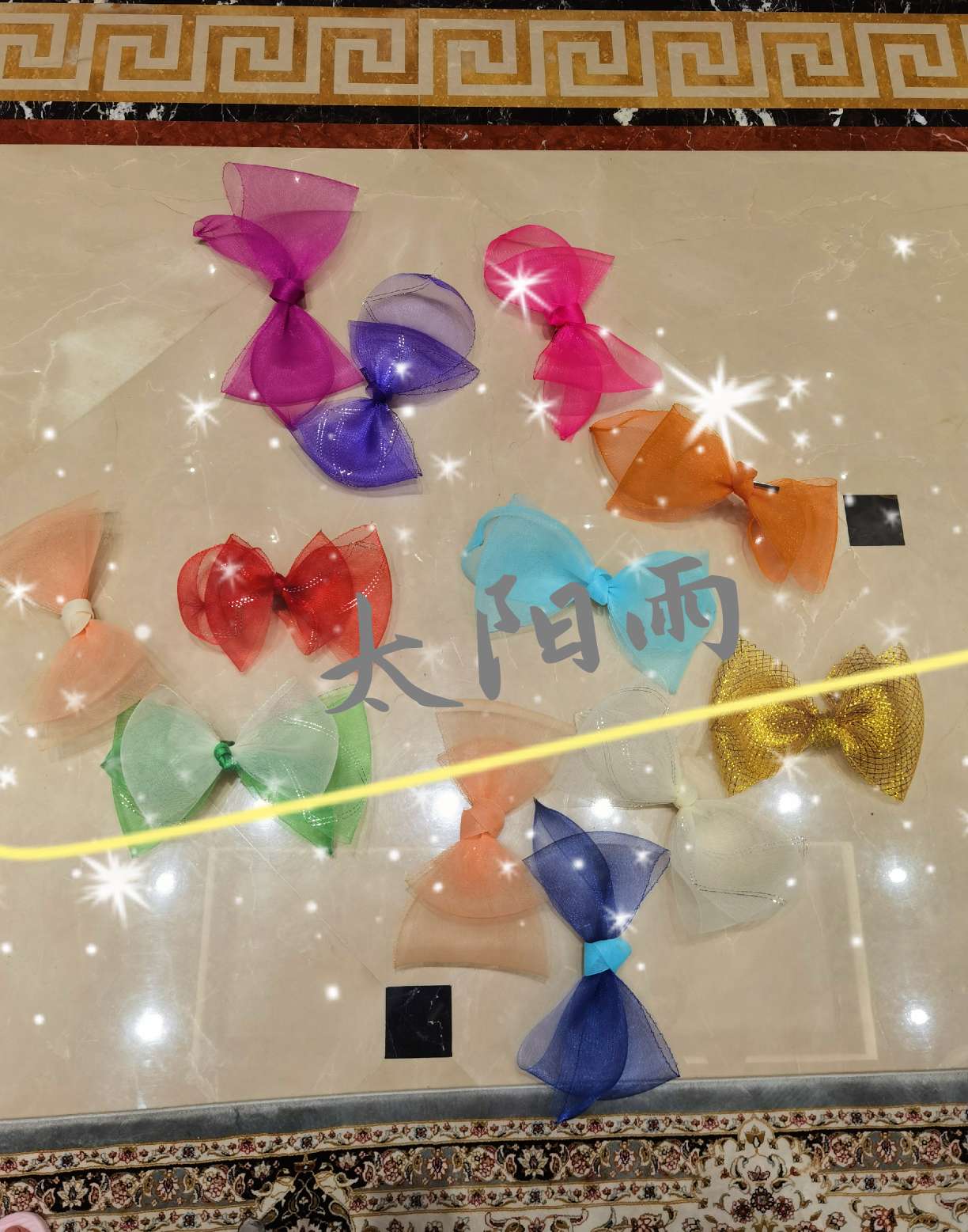 Elastic net creative bow headwear handicraft diy accessory details Picture