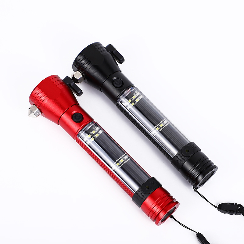 A best-selling solar-powered rechargeable flashlight and a multi-functional car flashlight Item Picture