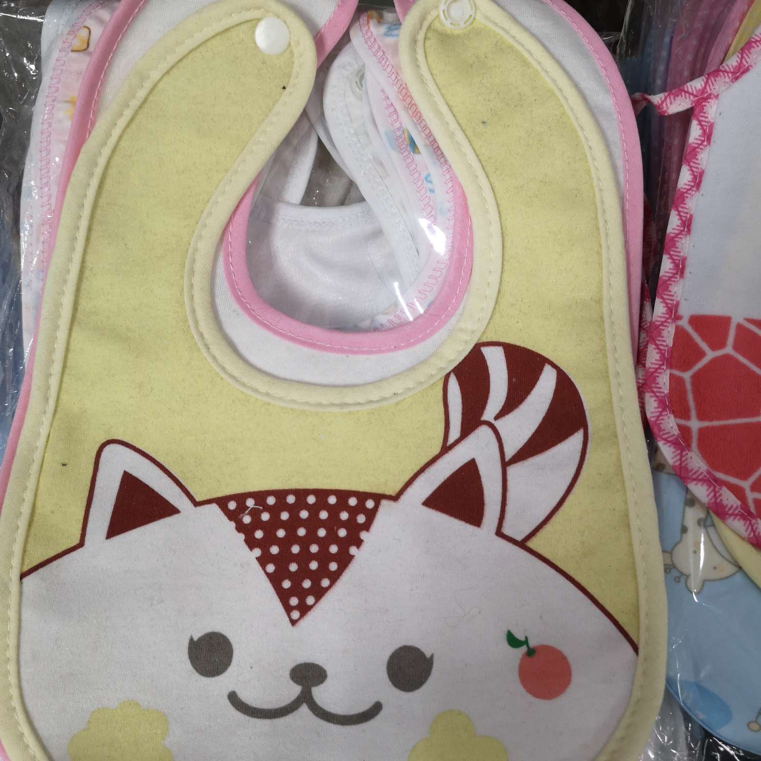Baby cotton lacing cartoon cat spit towel baby organic colored cotton bib for newborns waterproof anti-vomit milk bib rice bag