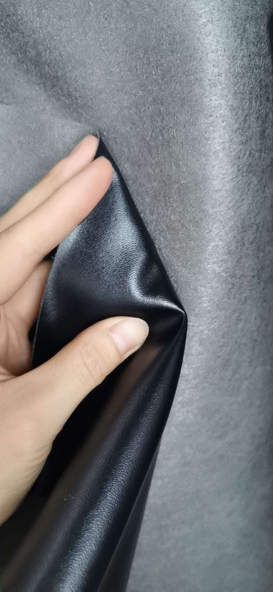 Simulated leather microfiber leather black Napa texture 0.7mm
