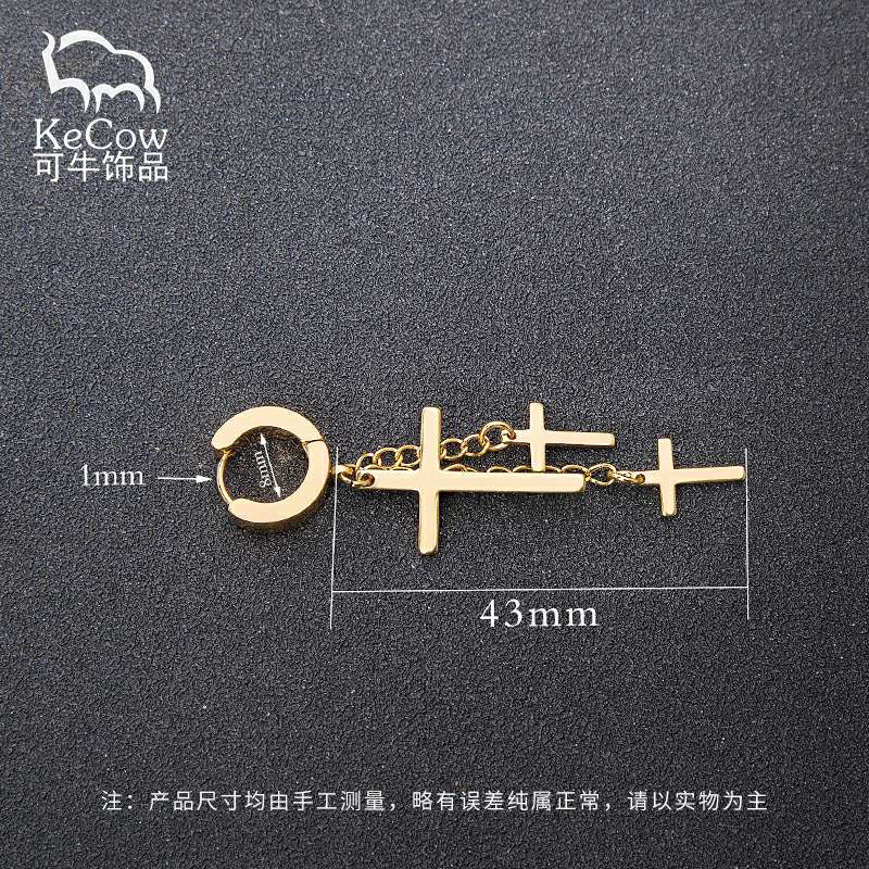 Changsheng Jewelry features three cross-shaped titanium steel ear buckles with unique tassels Application Scenario
