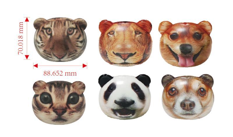 squishy厂家直销仿真彩印熊猫头仿真慢回弹猫头仿真彩印道具模型