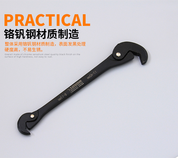 Universal Wrench With Spring Hand Multifunctional Double-Ended Manual Quick Large Opening Ratchet Wrench Auto Repair Tool Set Item Picture
