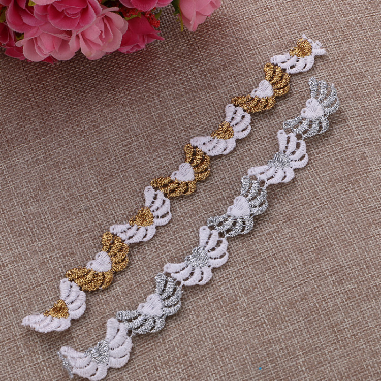 Wanli Lace's best-selling two-color water-soluble gold thread small flower edge Item Picture