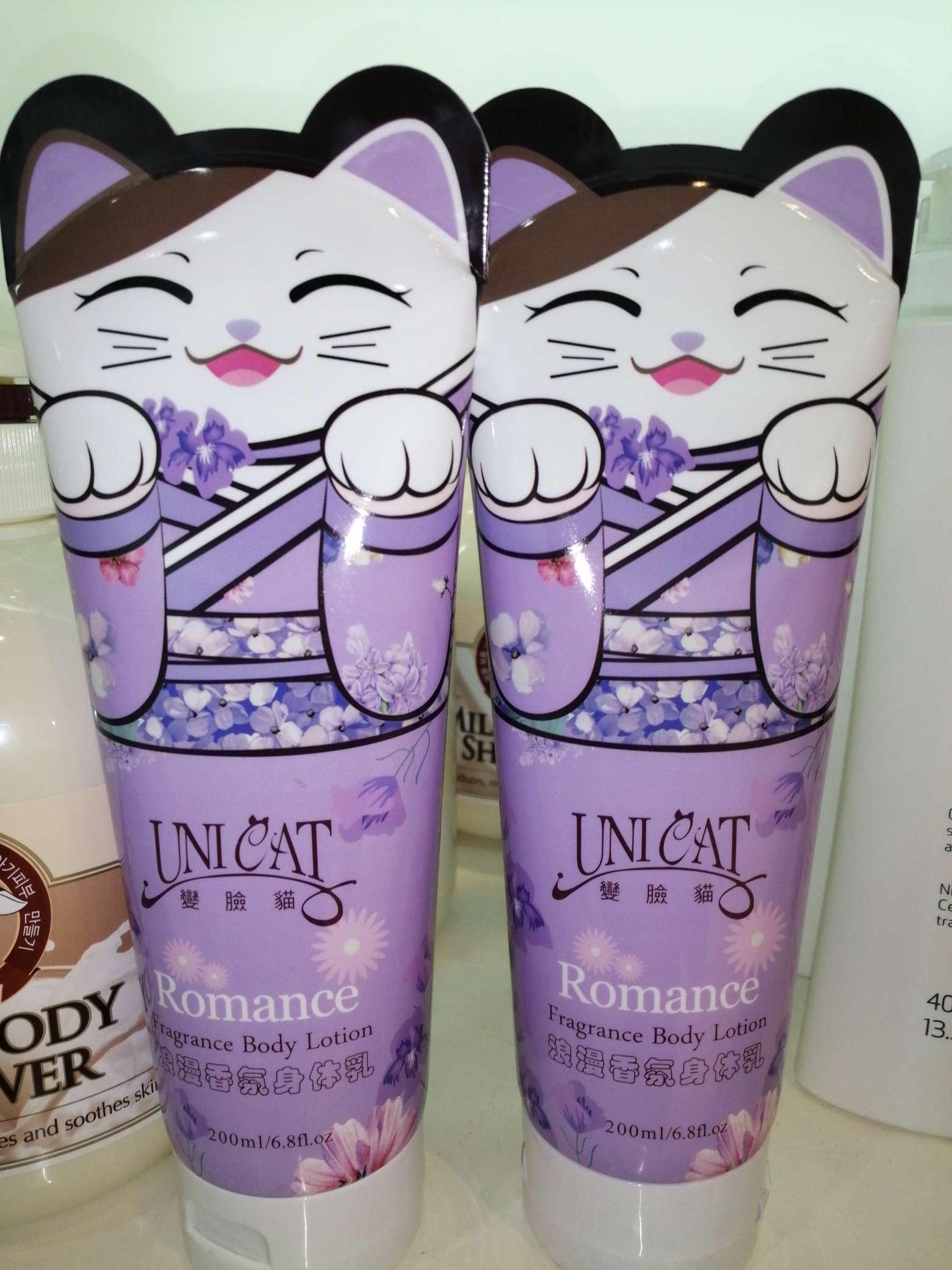Romantic Scented Body Lotion with Changing Face Cat from South Korea details Picture
