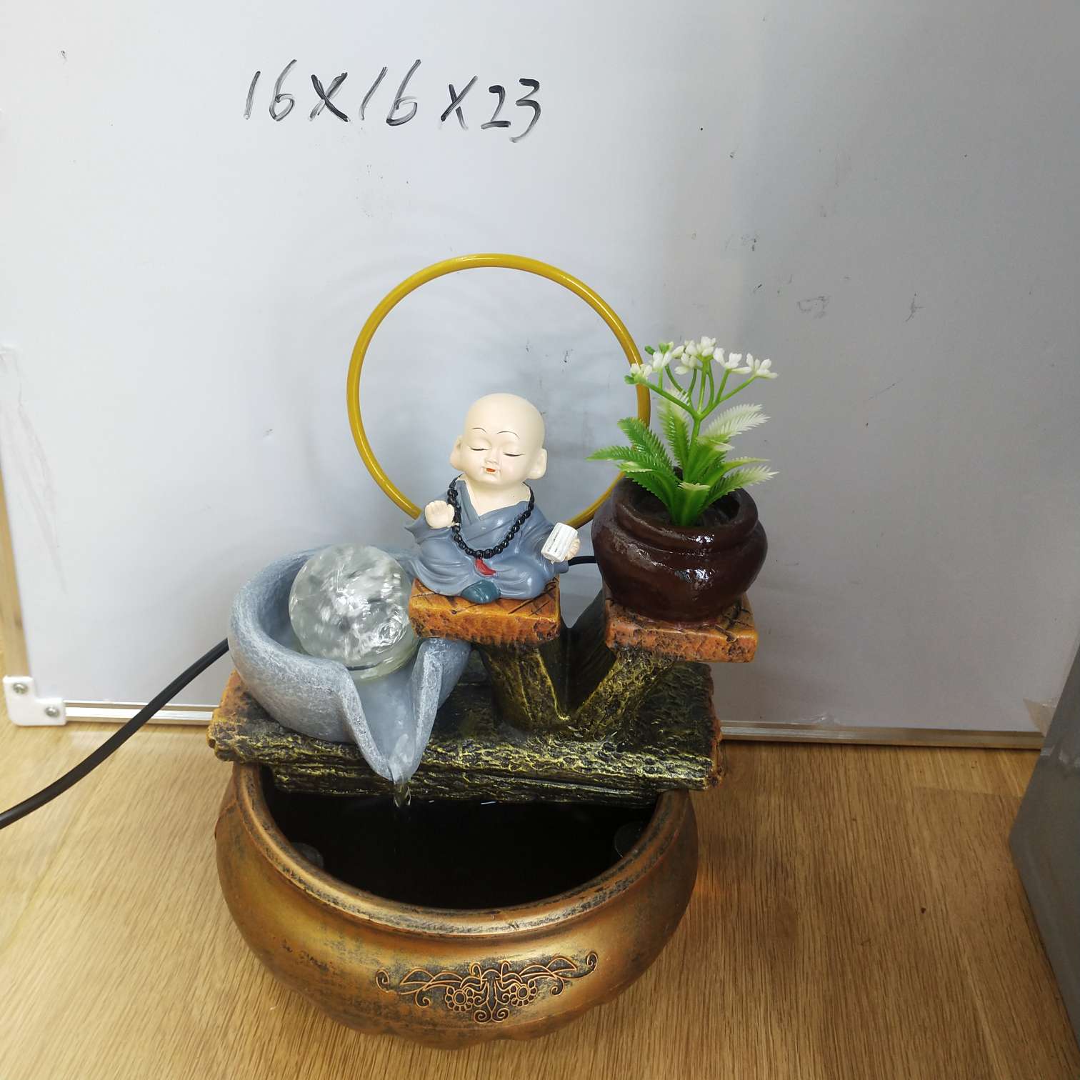  禅意小和尚流水生财摆件 客厅玄关茶室桌面循环水景观装饰， 高档商务送礼客厅办公室招财装饰伴手礼伴手礼