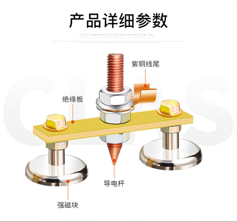 搭铁神器 钣金修复专用 强磁钣金修复机电焊机地焊接线接地打铁线详情图4