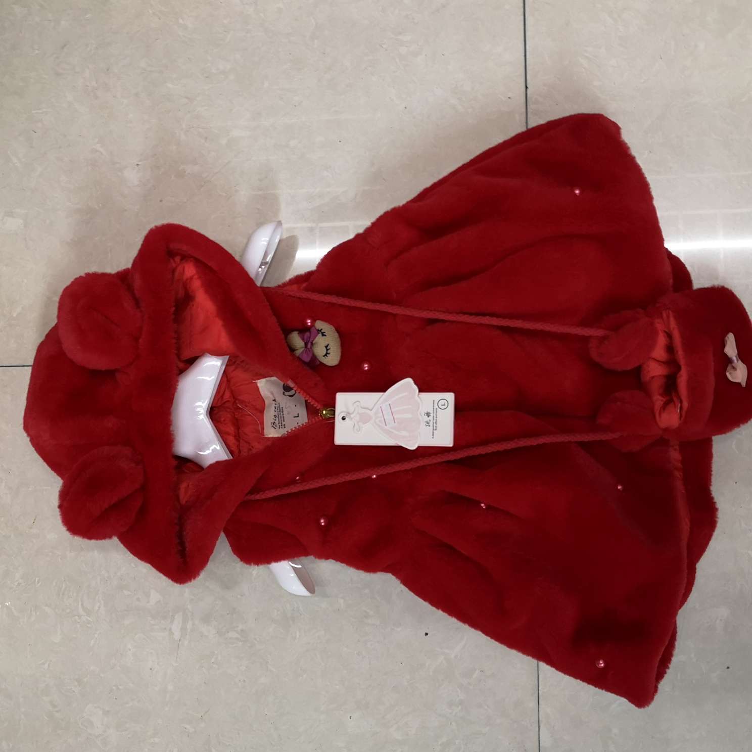 1-2-3-4 year old girl baby fur jacket Cute hooded fur vest vest shoulder faux fur coat for children